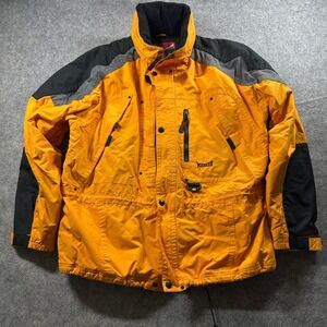 Vtg 90s Marker Ski Jacket Mens XL Orange Colorblock Insulated Winter Coat